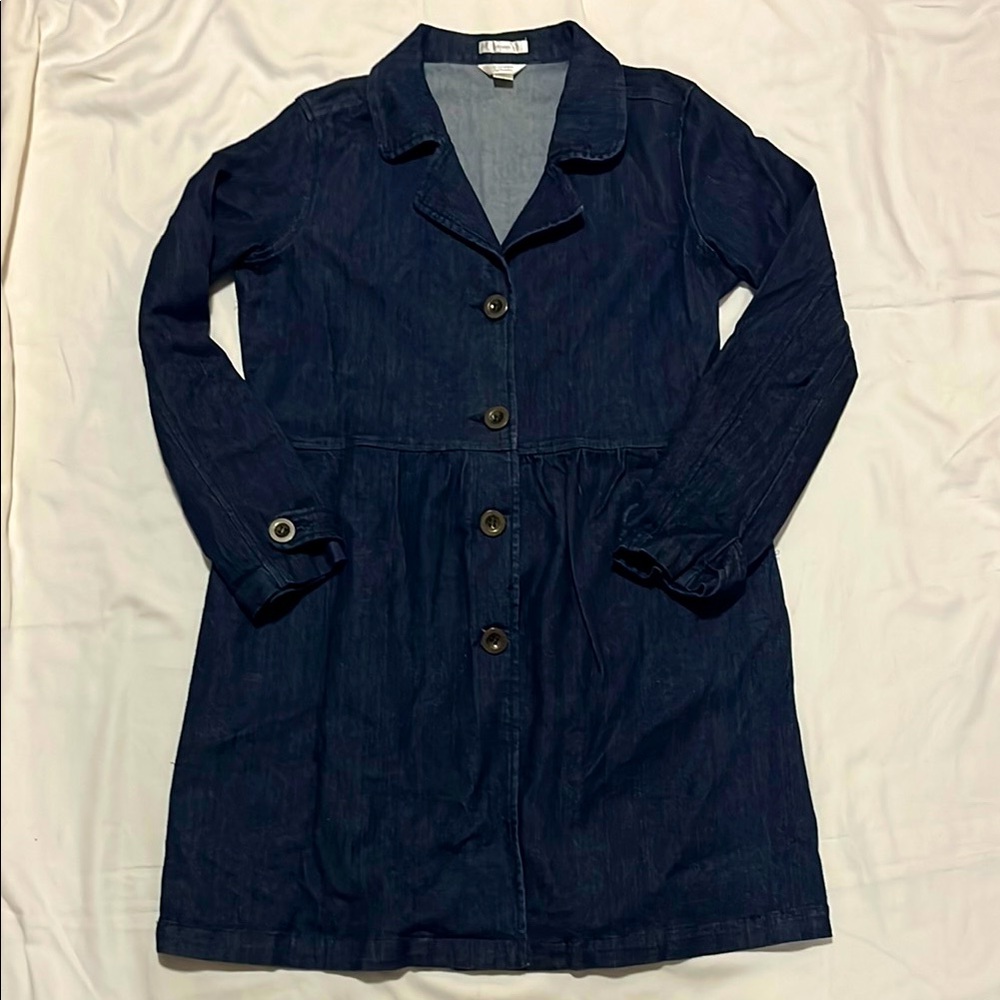 Christopher & Banks Denim Jacket, long denim jacket, stretch denim, coat, size M
